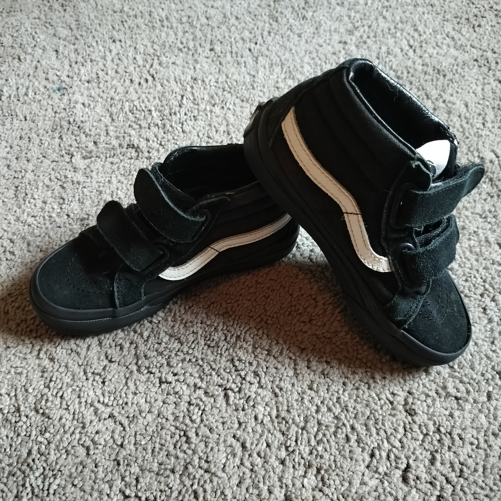 Vans Black and White Sneakers with Velcro Straps
